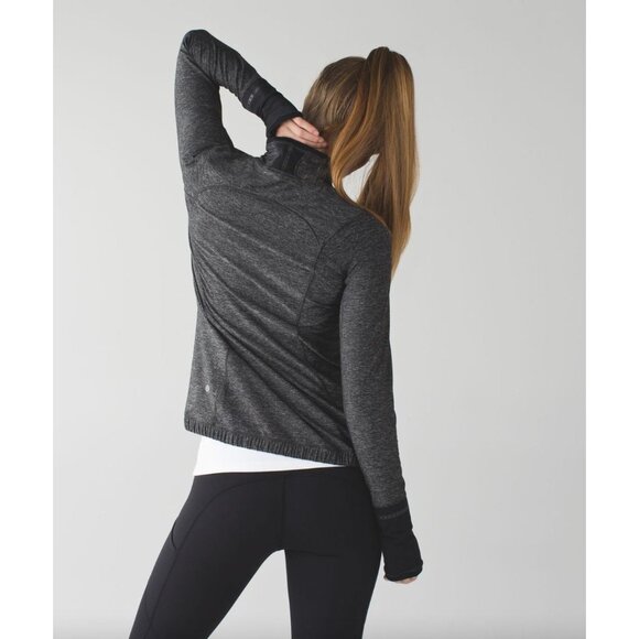 Lululemon Pace Pusher 1/2 Zip Heathered Black / Black 6 Luon Light Athletic - Picture 9 of 11